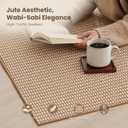 WEKELL Washable Easy Jute Rug 8x10, Non Slip, Indoor Outdoor Natural Color Fiber Area Rugs for Living Room, Bedroom, Kitchen, Patio, Boho Woven Design Easy-Cleaning Outside Carpet 8 x 10 Natural/Cream