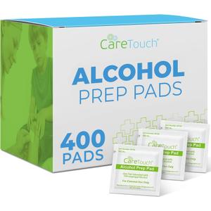 Care Touch Alcohol Wipes Individually Wrapped - Prep Pads with 70% Isopropyl Alcohol, Great for Home, Medical & First Aid Kits Sterilized, Antiseptic 2-Ply Swabs 400 Count