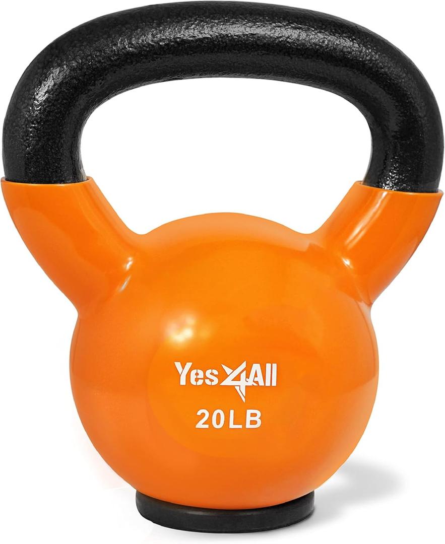 Yes4All Kettlebells Rubber Base, Kettlebell Set for Women, Strength Training Kettlebells Weights  (E. 20LB - Orange)