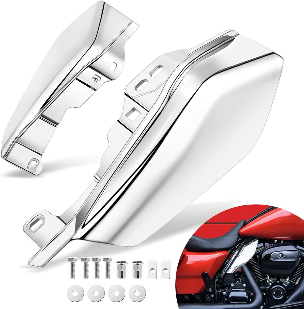Benlari Chrome Mid Frame Air Deflectors Heat Shields Deflector 2009-2024 Compatible for Harley Davidson Touring Street Glide Road Glide Electra Glide Road King Ultra Limited Tri Glide CVO