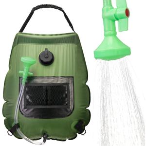 Solar Portable Shower Bag, 5 Gal/20L Solar Heating Outdoor Camping Shower Bag with On-Off Switchable Shower Head & Removable Hose Suitable for Camping, Hiking, Travel, Beach Swimming (green)