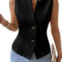 Mina Self Vest Tops For Women 2026 Summer Black Womens Vests Lightweight Fashion Casual Trendy Ladies Dressy Sleeveless Tops Blazers Beach Vacation Cute Clothes Outfits Womens Jackets Women's Suits Size Medium