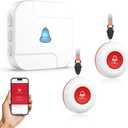 Wireless Caregiver Pager System with Call Button for Elderly at Home - Emergency Alert Button That Calls Cell Phone, 2 SOS Buttons + 1 Receiver for Seniors/Disabled (2.4GHz WiFi, No Monthly Fee)