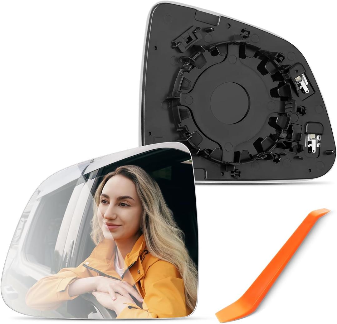 Compatible with Tesla Model Y Driver Side Mirror 2019 2020 2021 2022 2023 2024 - Left Side View Mirror Replacement Glass Power Heated, with Backing Plate
