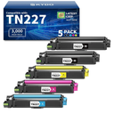 TN227 TN-227BK/C/M/Y High Yield Toner Cartridge Replacement Compatible for Brother TN 227 TN-223BK/C/M/Y Use with MFC-L3770CDW HL-L3270CDW MFC-L3710CDW HL-L3210CW HL-L3290CDW Printer(2BK/1C/1M/1Y )