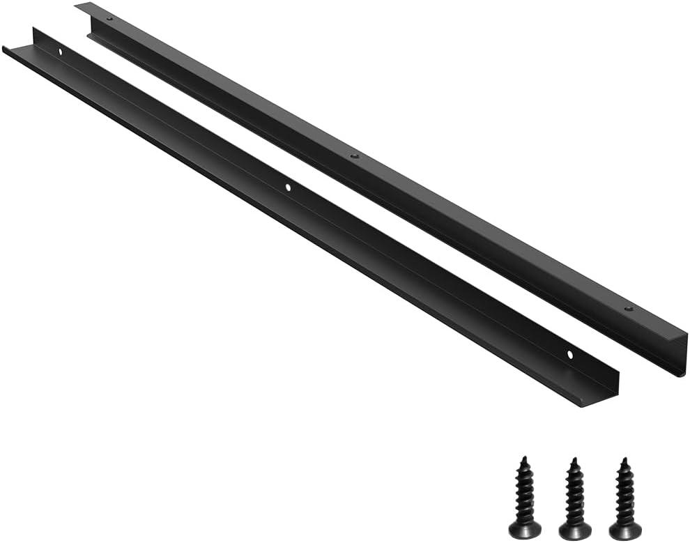 5 Pack Edge Black Hidden Drawer Door Cabinet Handle Aluminum Alloy Finger Bar Pull Concealed Furniture Hardware Back Mount Dresser Handles for Kitchen Bathroom 800mm(31.4 Inch)