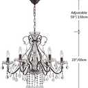 Saint Mossi 6 Light Crystal Chandelier Light Fixture Modern Chandelier Crystal Lighting, Crystal Pendant Raindrop Chandelier for Dining Room,Bedroom,Living Room,H23 x D24, 6-Light (Dark Brown)