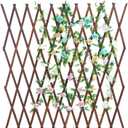 MyGift Nature Wood Trellis, Expandable Wall Lattice Panels for Outside, Decorative Lattice Trellis Frame for Climbing Plants Vine Ivy Rose Cucumbers Outdoor Balcony Garden