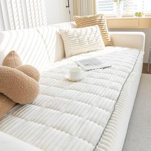 ZQFFB Pet Couch Cover Dogs Washable Non-Slip Couch Protector Pet Friendly Dog Mat for Couches and Sofas (27.6x59.06, White)