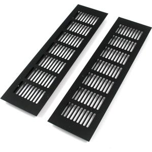 Geesatis Air Vent Covers for Floor, Cabinet, Wall, Ceiling  Heavy Duty Rust-Proof Aluminum Grille with Screws, 2 Pack, Black (11.81'' x 3.15'' Outer Size, Fits 10.55'' x 2.48" Duct Openings)