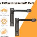 2 Pack Steel J-Bolt Hinge with Plate,Heavy-Duty Welded Hingefor Doors Gates,Heavy-Duty Driveway Gates for Welding on Larger Iron or Steel Gates(Black,B-3/4)