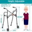 Narrow Folding Walker for Senior with Seat,Compact Foldable Standard Walker