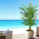 Artificial Palm Tree 7FT - Fake Tree with White Planter - Faux Tropical Areca Floor Plant in Pot - Artificial Silk Plant for Home Office Living Room Decor Indoor Outdoor Artificial Trees