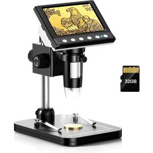 Hayve 4.3'' IPS Coin Microscope, 1000X Magnification Digital Microscope for AdultsCoin Collection Supplies with 8 Adjustable LEDsWindows Compatible32GB TF Card