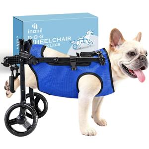 Dog Wheelchair for Back Legs, Adjustable Height/Length/Width, Sturdy Wheelchair with All-Terrain Shock-Absorbing Wheels, Mobility Support for Injured or Disabled Small & Medium Dogs & Cats (blue)