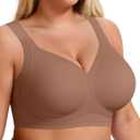 LetsJoli Bras for Women Supportive Wireless Push Up Bra Full Coverage No Underwire Seamless Plus Size for Older Women (3X-Large, Coffee)