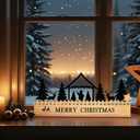 Black Metal Santa Claus & Nativity Scene Advent Calendar 2025 with Five Pointed Star Rotation Wooden Base for Interactive Christmas Countdown, Christmas Decorations Indoor to Welcome Celebrate (Nativity)