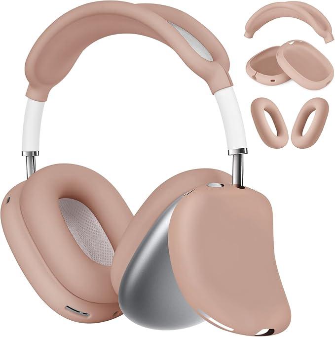 AIRSPO Airpods Max Case Cover, Silicone Case Cover for AirPods Max Headphones, Anti-Scratch Ear Pad Cover/Headband Cover for Apple AirPods Max, Airpod Max Accessories (Milk Tea)