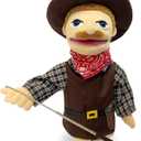 16"Puppets Entriloquist Puppe t,Hand P uppets for Kids Plush Cowboy Pupp ets for Adults with Removable Mouth P uppet for Kids Ages 4-8Hand Pu ppet for Adults with Scalable Puppet Control Rod