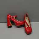 IDIFU IN4 Platform Mary Jane Shoes Women's Pumps High Chunky Square Closed Toe Block Heels Ankle Strap Work Wedding Prom Comfortable Dress Shoes Dressy Cute Heels (6.5, Red Patent)