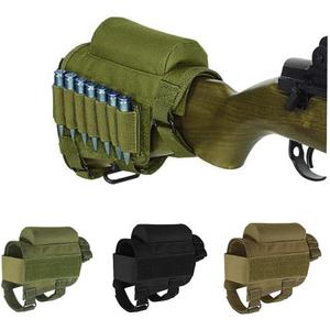 Rifle Buttstock, Hunting Shooting Tactical Cheek Rest Pad Ammo Pouch with 7 Shells Holder (green)