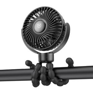 SMARTDEVIL Stroller Fan, 4000mAh Battery Operated Baby Fan, 4 Speeds Car Seat with Flexible Tripod, Dual 360 Rotatable for Peloton Bike, Crib, Treadmill, Travel