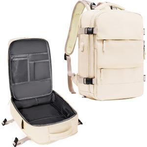 coowoz Travel Backpack For Women Men,Carry On Backpack,Hiking Backpack Waterproof Outdoor Sports Rucksack Casual Daypack Travel EssentialsBeige