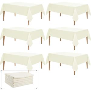 WIGENIUS 6 Pack Ivory Table Cloth Rectangle 60X102 Inch Tablecloth Fit 6FT