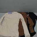 Velvelhall 3 Pack Womens V Neck Sweaters Long Sleeve Ribbed Fitted Shirts Pullover Lightweight Sweater Thermal Fall Layer Top, Small,  Color: Black, Brown, Beige