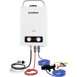 CAMPLUX 1.58 GPM Portable Tankless Water Heater with Water Pump Kit, Propane Water Heater Outdoor with 1.2 GPM Pump, 41,000 BTU, BD158P43