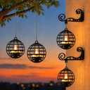 HL Solar Lanterns Outdoor Waterproof, 3-in-1 Plastic Hanging Lantern (Hanging/Standing/Hook), Solar Powered LED Tea Lights Candles for Patio Garden Backyard Tree Fence Porch Deck, Auto On/Off, 4-Pack