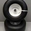 2 New Commercial-grade 13x6.50-6 Flat-Free Lawn Mower Smooth Tires with Steel Rim for Lawn Mower (Deck 36"-68") & Garden Tractor 136506 ---Hub Length 4"-7.1"---Bore 5/8"
