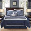 Madison Park Cozy Comforter Set-Deluxe Hotel Collection, All Season Down Alternative Luxury Bedding with Matching Shams, Decorative Pillows, King(104"x92"), Genevieve, Navy 7 Piece