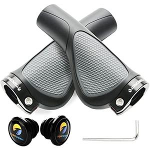 TOPCABIN Ergonomic Bike Grips - Widen Holding Rubber Grips with Aluminum LockGrips for Mountain & Road Bikes