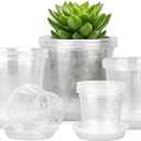 FUIJOL 4/5/6/7 Inch Clear Nursery Pots for Plants with Sacuers 20 Pack, Plastic Flower Pots with Drainage Holes, Variety Pack Seedlings Garden Pot for Indoor Outdoor (4+5+6+7 inch)