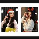 DUENPY 8x10 Double Picture Frame White Mat For Displaying Two 4x6 Pictures, Photo Frame for Wall Mounting or Tabletop, Black.