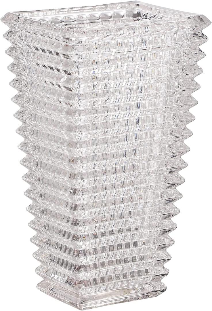 MCMCNCUIU Crystal Glass Vase, Large Crystal Vases for Flowers, Large Flower Vase, Clear Modern Vases for Living Room, Bedroom, Kitchen, Dining Table, Mantle, Wedding, 11 Inches