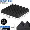 FONESO Acoustic Panels, High Density Soundproof Foam Panels for Walls, Sound Absorbing Panels, Acoustic Foam Panels Fire Resistant for Studio Recording (Black, 2"x12"x12" 48Pack)