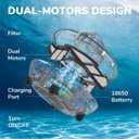 Robotic Pool Cleaner, Cordless Pool Vacuum with Dual-Drive Motors, Top Handle, Self-Parking Technology, Lightweight, Perfect for Above-Ground/In-Ground Flat Pools up to 645sq.ft (Lasts 90 Mins)