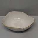 Serene Spaces Living Extra Large Free-Form Edge Glazed Ceramic Bowl  Stylish Fruit Bowl, Dinnerware, and Decorative Centerpiece for Vintage Weddings and Events, 10.5" Long, 8" Wide and 3.5" Tall (White, 10.5" Bowl)