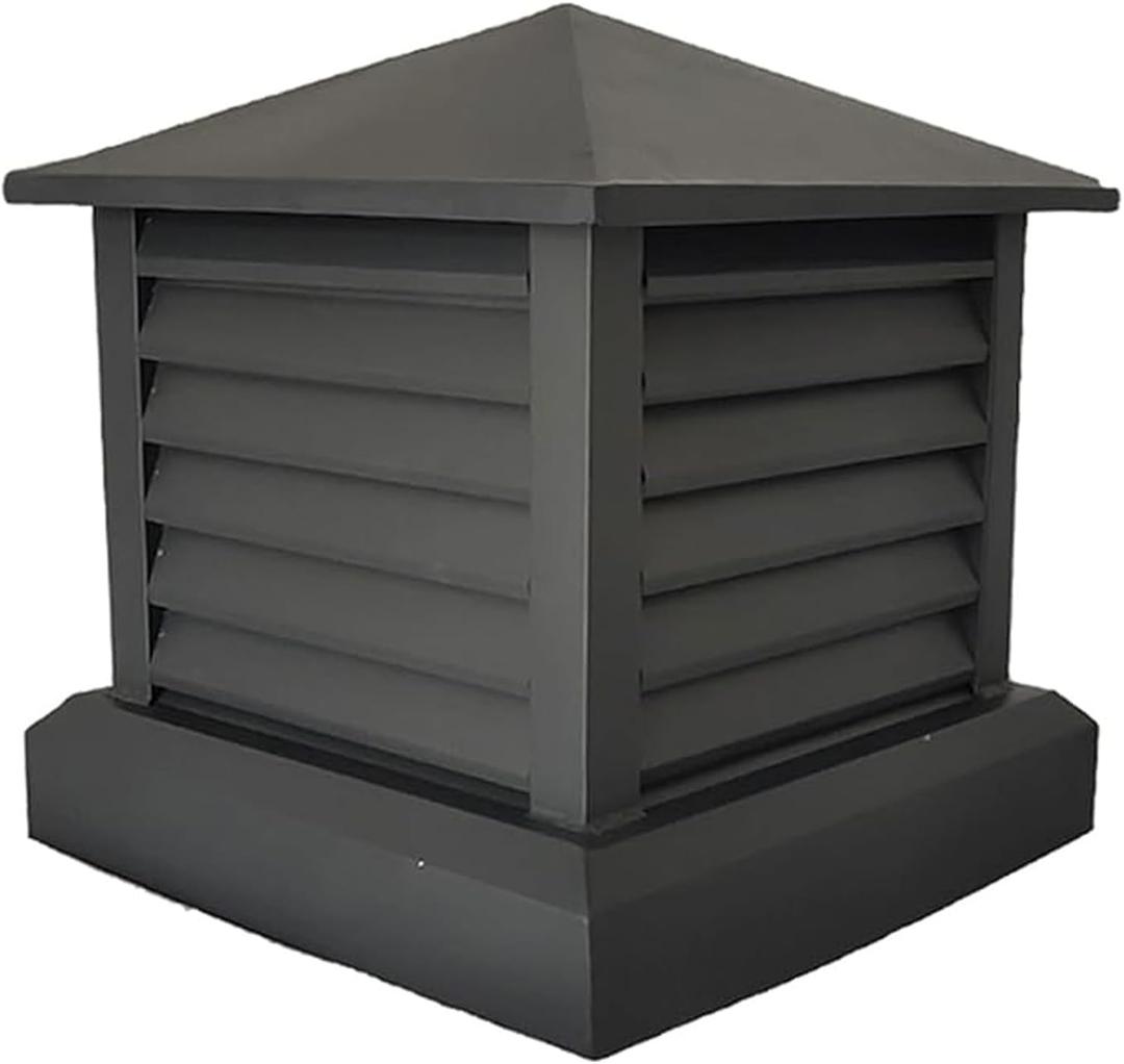 Chimney Cap12x12 in Square Fireplace Chimney Cover Aluminum Alloy Villa Cowl Top Drain Roof Vent Louver Cap Protection from Birds Debris Rain for Outside Flue Cover