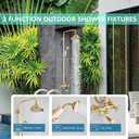 Antique Brass Shower System Bathroom Shower Faucet Set with 8 Inch Shower Head Handheld Spray and 360 ° Rotation Tub Spout 2 Cross Handles Outdoor Shower Fixtures