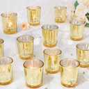 Gold Votive Candle Holders Set of 24, Speckled Mercury Candle Holders for Wedding Gold Centerpiece Table Decorations, Tealight Candle Holder for Party Bridal Shower Decor, Home Decor