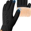 Thermal Winter Gloves-Fleece Lining Touch Screen Knit Stretchy Warm Gloves for Running Cycling Riding- Men Women (Black)