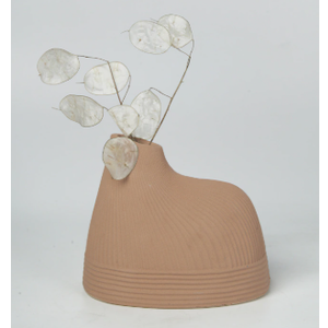 Ceramic Small Flower Vase Floral Container Modern Aesthetic Table Centerpiece Tabletop Ornament for Entrance Desk Housewarming Gift, Brown (Terracotta)