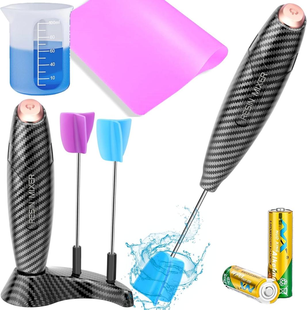 Electric Resin Mixer,Silicone Measurings Cups for Resin Epoxy Mixer for Minimizing Bubbles, Epoxy Resin Mixer, Resin Stirrer for Resin, Silicone Mixing,DIY Crafts Tumbler (Black)