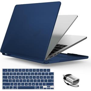 IBENZER Compatible with 2025 2024 2023 MacBook Air 15 Inch Case M4 A3241 M3 A3114 M2 A2941, Hardshell Case& KeyboardCover&Type-C for Mac Air 15.3" Liquid Retina Display, Navy Blue, AT15-NVBL+1TC