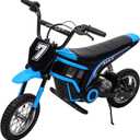 Garvee 24V Electric Dirt Bike for Kids 13+ Years Old, 350W Motor, 14.29 MPH, Dual Suspension, 2-Speed Modes, Max 135 Lbs - Realistic Motorcycle Style with LED Lights & Music (Blue 7)
