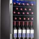 Antarctic Star Wine Cooler/Cabinet Drink Refrigerator Fridge, 36 Bottle Freestanding Wine Chiller with Stainless Steel, Double-Layer Glass Door Touch Screen for Home Office/Bar, 4.4Cu.Ft., Silver