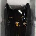 Isaac Jacobs Black Ceramic Cat Makeup Brush Holder, Multi-Purpose Cup Organizer. Bathroom, Kitchen, Bedroom, Office Dcor (Single Cup, Matte Black)